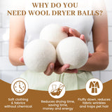 Wool Dryer Balls Handmade 3 Pack XL, Laundry Dryer Lint Balls, Reusable New Zealand Wool Natural Fabric Softener Essentials, Replace Dryer Sheets