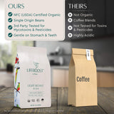 Lifeboost Light Roast Whole Bean Coffee - Low Acid Organic Coffee, Non-GMO, USDA Organic, Single Origin, Third-Party Tested for Mycotoxins