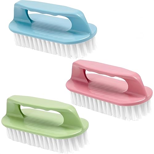 Scrub Brush for Cleaning-3 Pack Scrubbing Brushes Heavy Duty Multi-Purpose Household Cleaning Brush with Stiff Bristles Comfort Grip Scrubber Cleaner