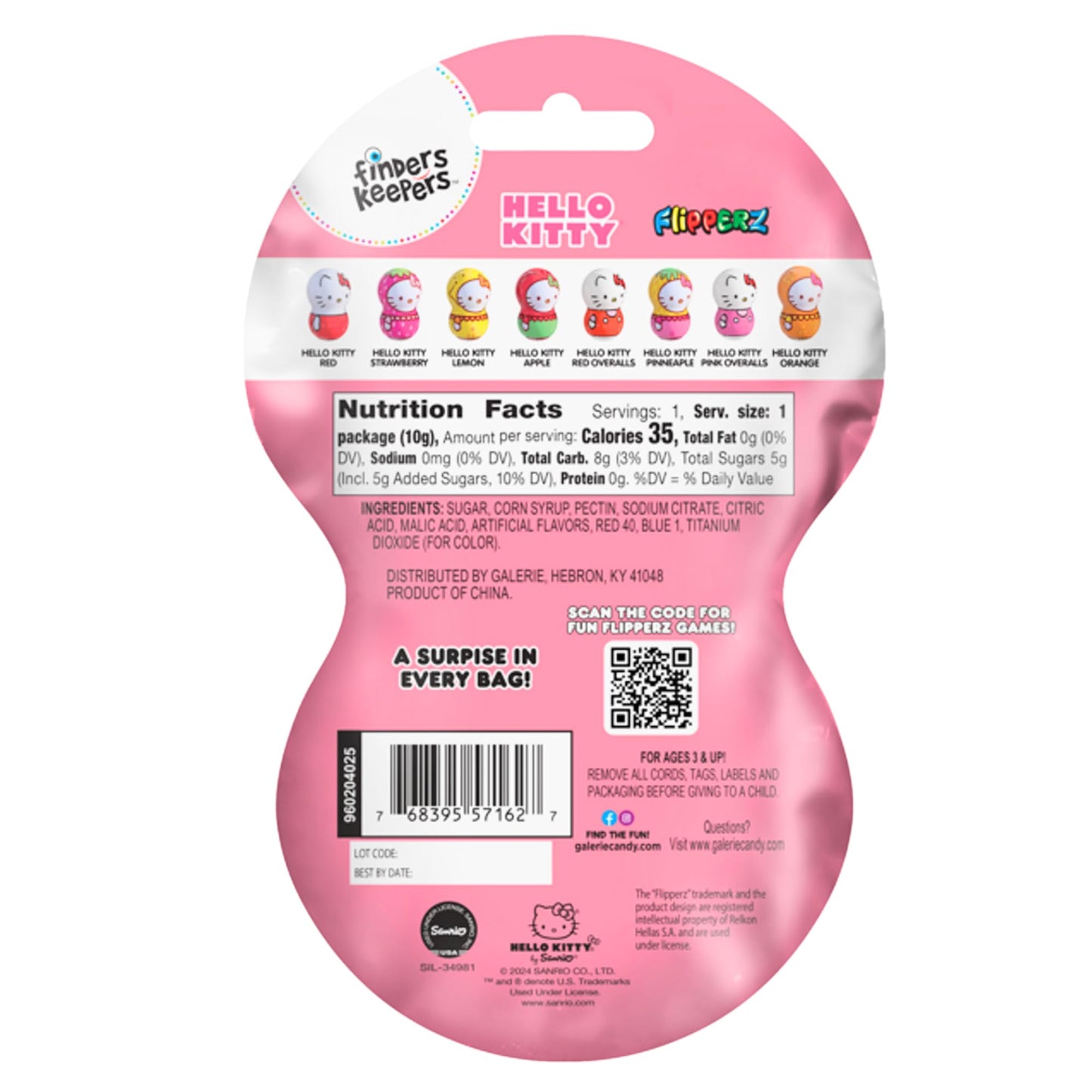 Flipperz Hello Kitty Finders Keepers with Assorted Gummies, Individually Wrapped Candy, Collectible Character Inside, 0.35 Ounces (Pack of 3)
