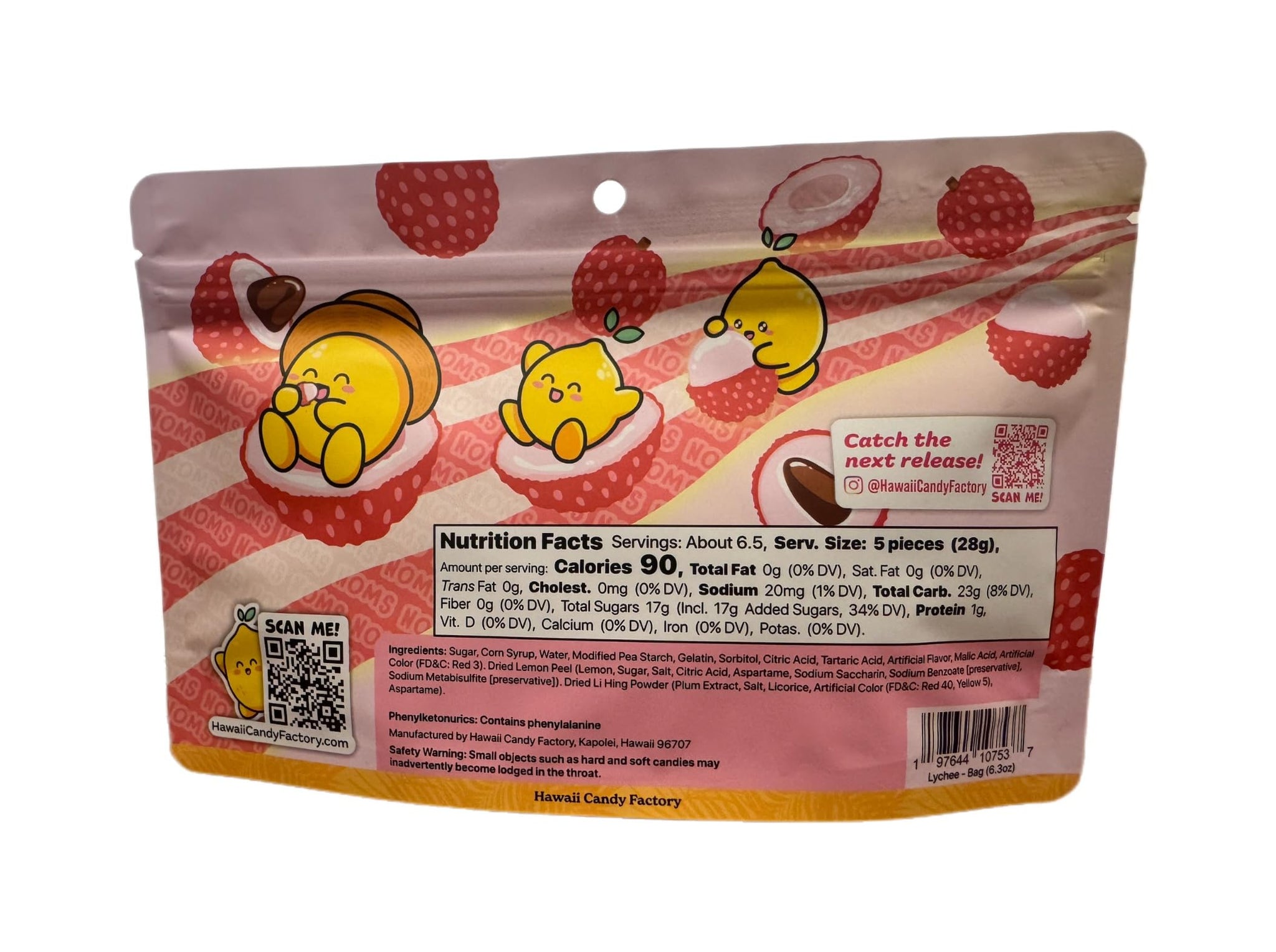 NOMS Li Hing & Lemon Peel Lychee Gummies - Sweet & Tangy Hawaiian Snack, 6.3 oz (178g), Hand Mixed in Hawaii