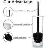 Indecor Home White Floral Design Resin Toilet Bowl Holder and Brush Set, Stylish Bathroom Cleaning Tool with Durable Bristles, Compact and Functional