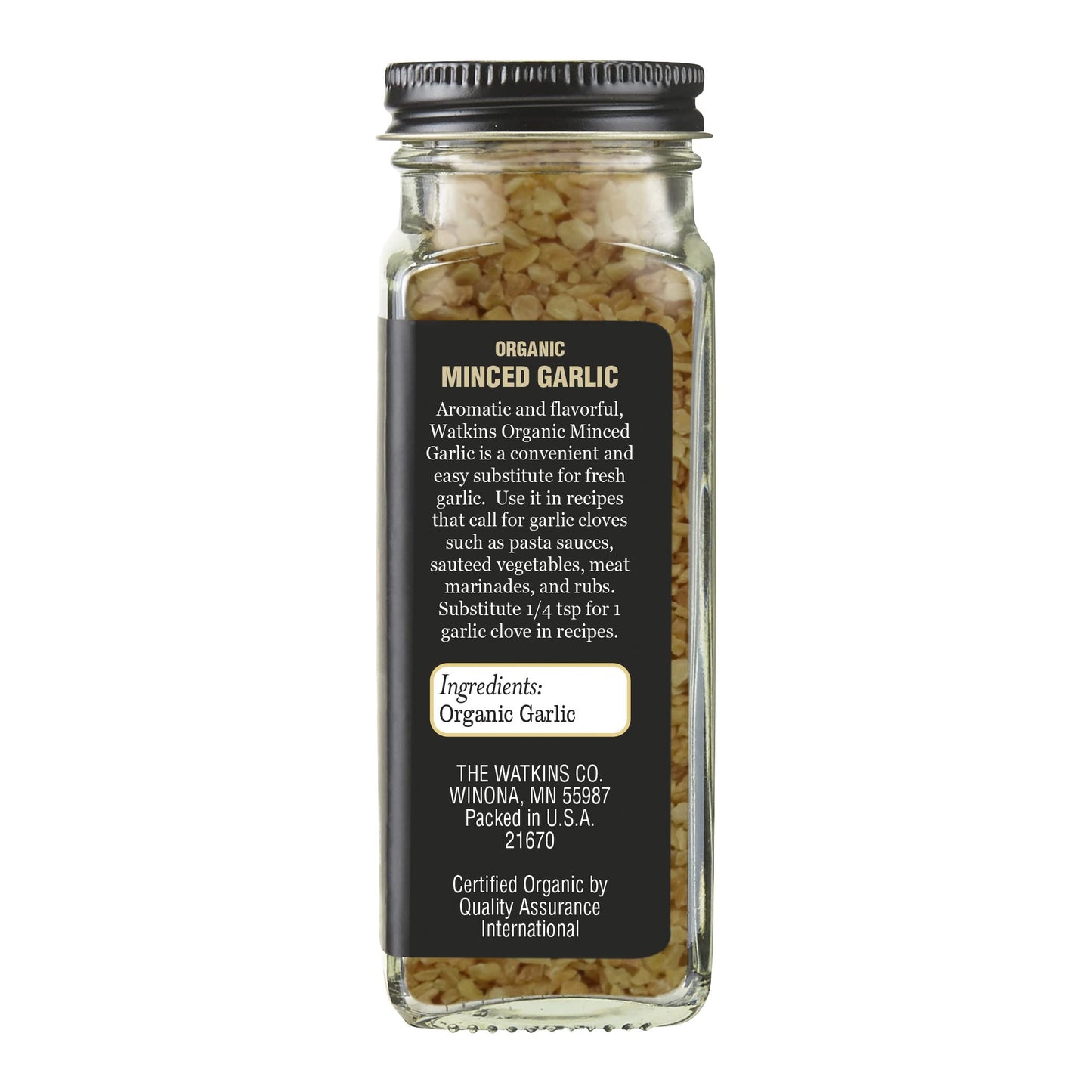 Watkins Organic Minced Garlic, 3.3 oz., 1 Count