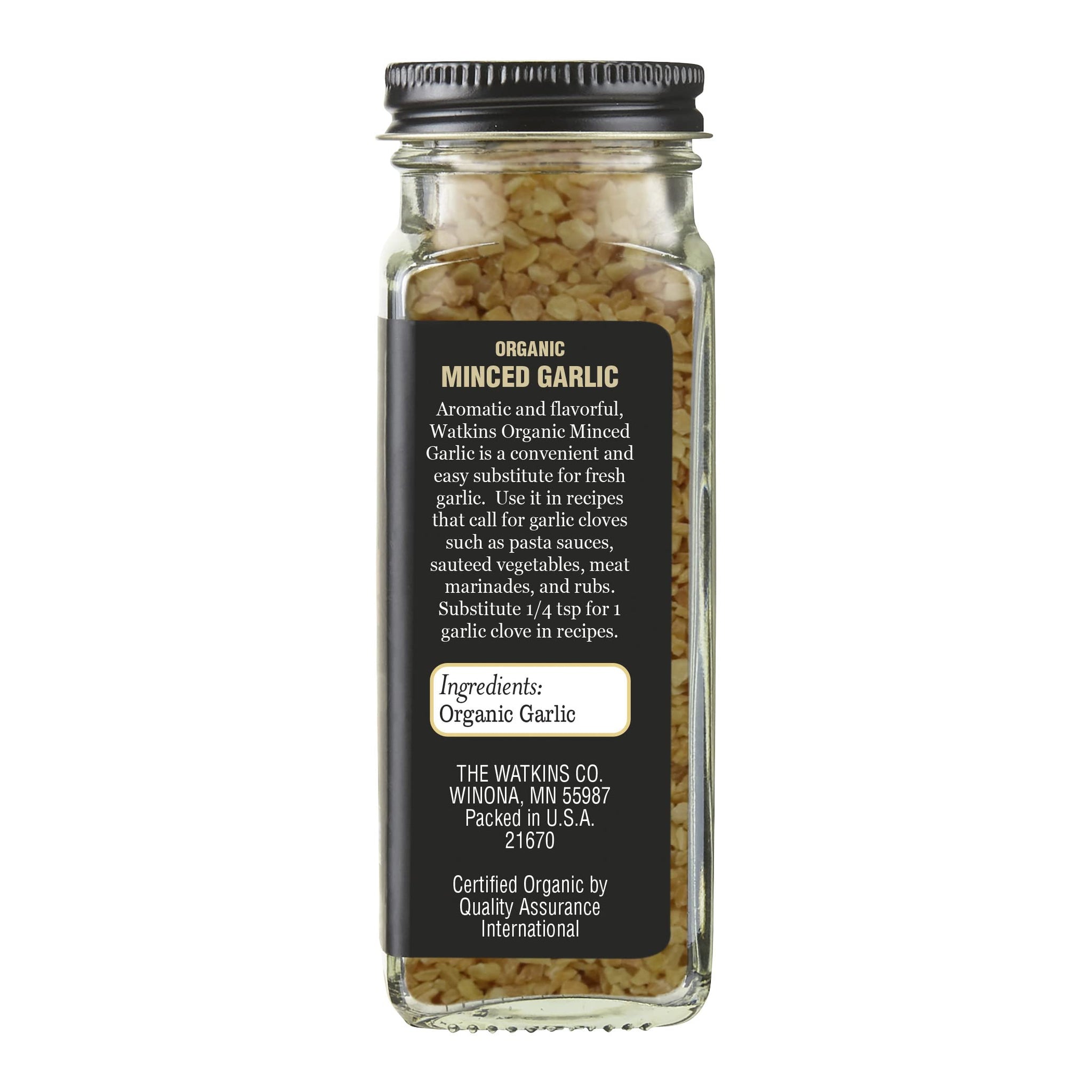 Watkins Organic Minced Garlic, 3.3 oz., 1 Count