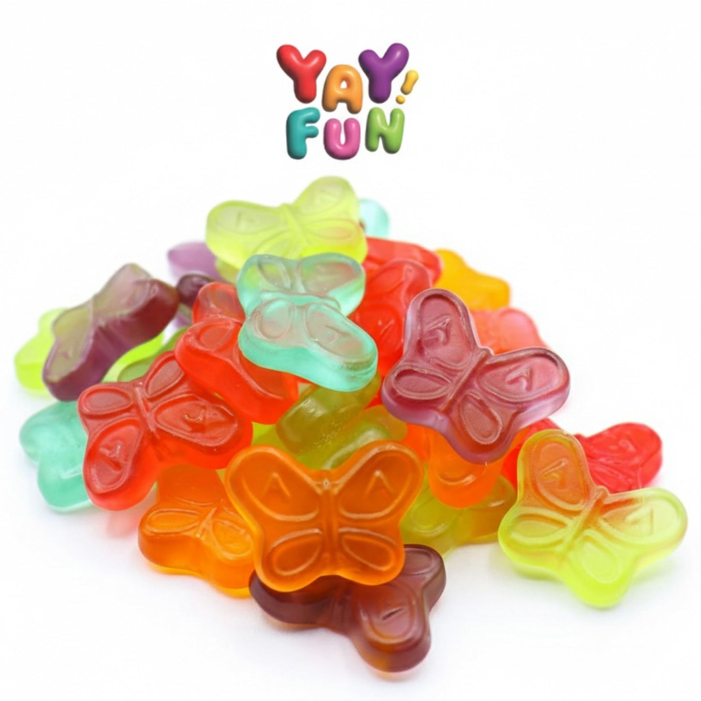 Assorted Fruit Gummy Candy Mix, Halal Candy Bulk 2 Pound Bag | Butterfly Shaped Gummy Mix | Sweet & Chewy Fruit Gummies for Parties, Candy Buffets