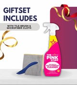 The Pink Stuff Fruity Scent Multi-Purpose Cleaner Spray 25.4 oz Bundle with Microfiber Cloth + Scrub Brush - Natural Cleaner for All Surfaces