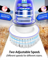 UBeesize Electric Spin Scrubber,Long Cordless Cleaning Brush,Rotatable Shower Scrubber with 8 Replaceable Heads,Adjustable Detachable Handle Bathroom