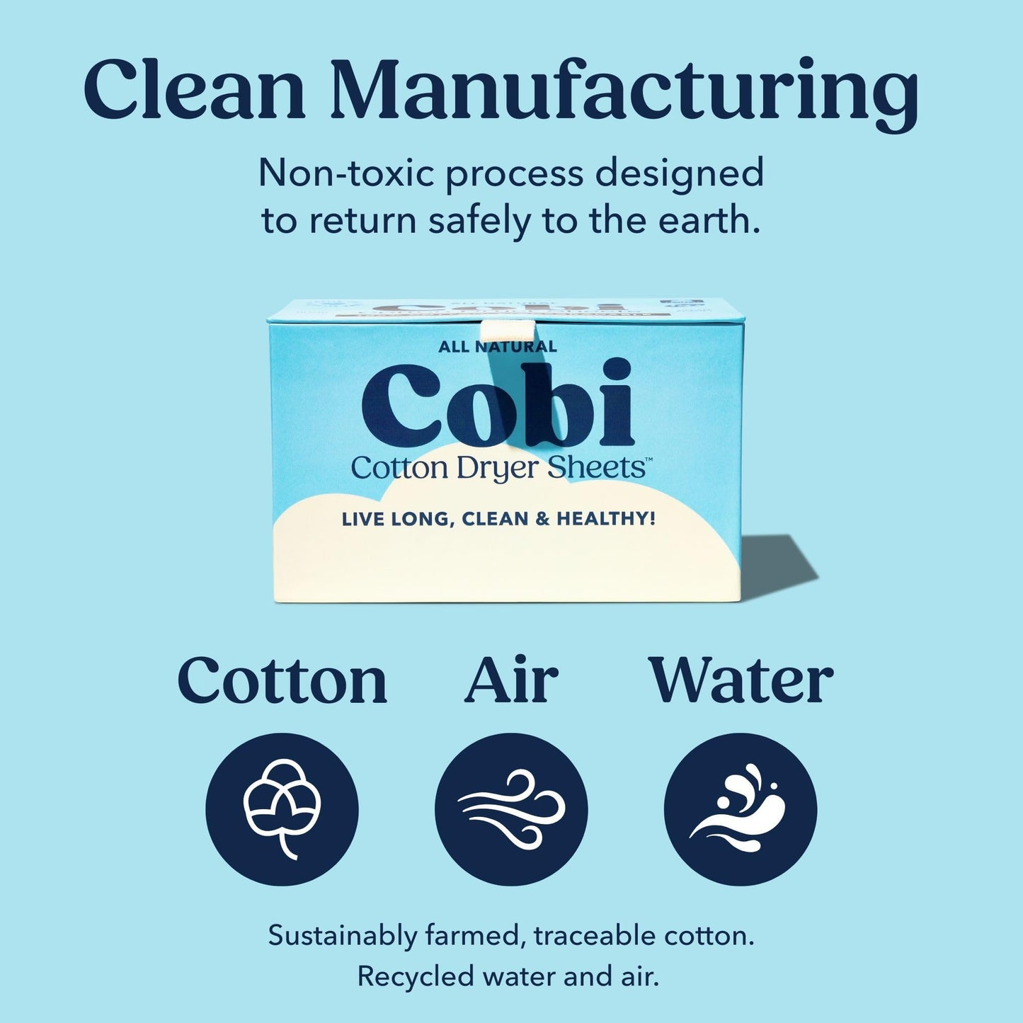 Cobi Biodegradable Non-Toxic Dryer Sheets - Naturally Scented Cotton Dryer Sheets - Eco-Friendly, Plant-Based, Plastic-Free (96, Scented)