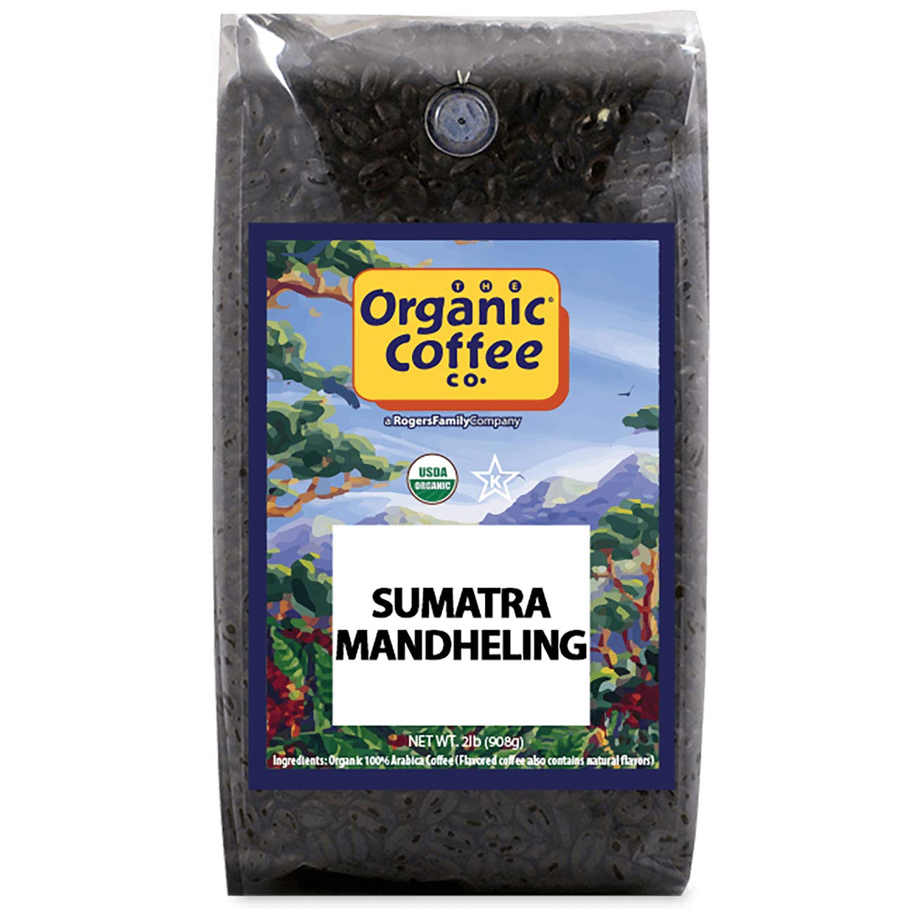 The Organic Coffee Co. Sumatra Mandheling Whole Bean Coffee 2LB (32 Ounce) Medium Light Roast USDA Organic