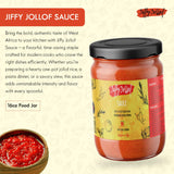 Jiffy Jollof Sauce, Authentic Nigerian Tomato Pepper Blend for One-Pot Meals, Spicy Pasta, Roasted Bell Pepper Stew, Hot Cooking Sauce, 16oz Food Jar