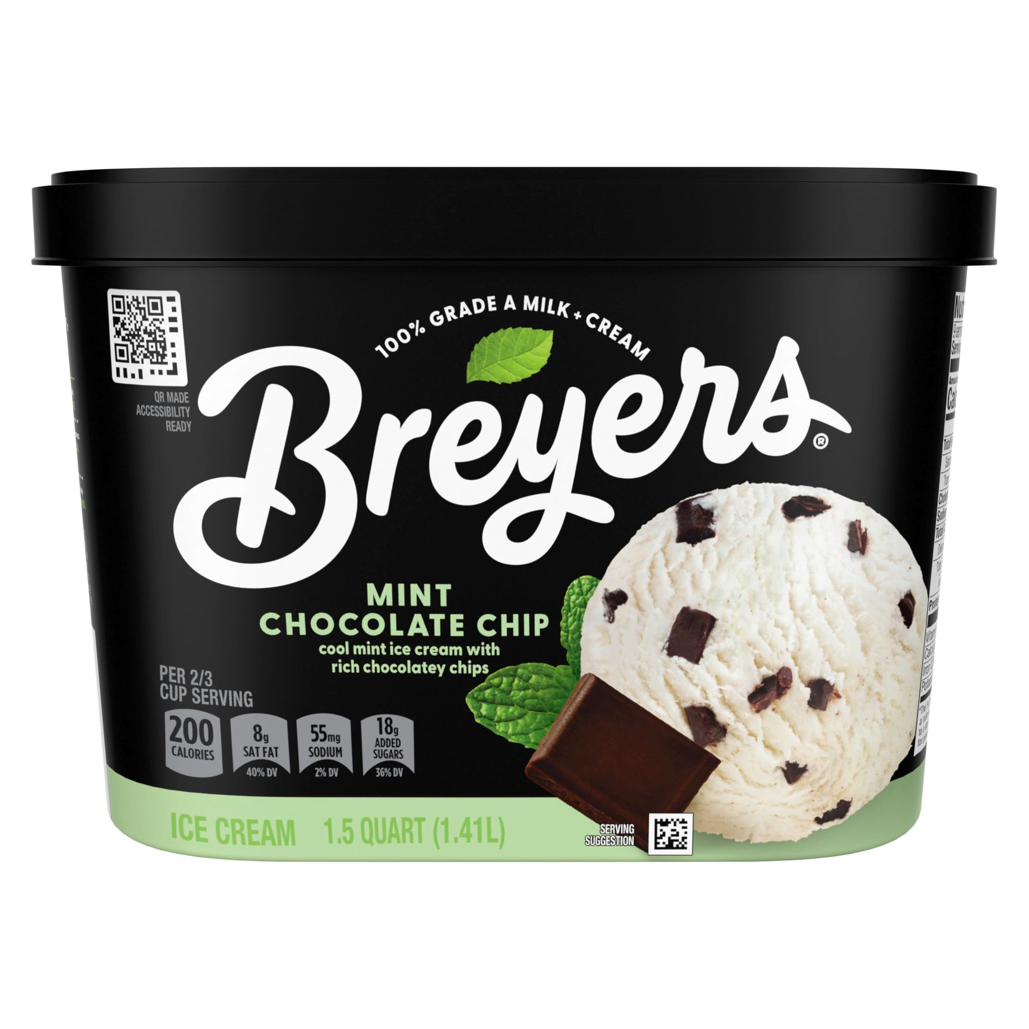 Breyers Ice Cream for a Delicious Frozen Treat Mint Chocolate Chip Made with 100% Grade A Milk & Cream 48 oz