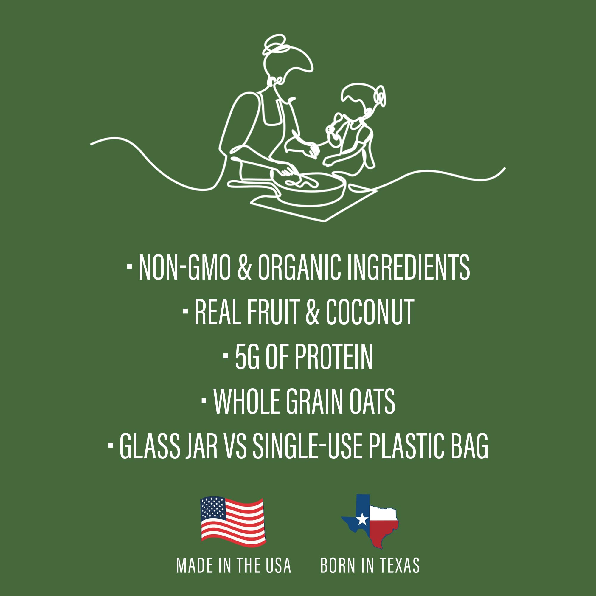 Kin Kitchen non-GMO Granola & Organic Quinoa Crisps, in a Glass Jar Recyclable and Resusable. Made with Real Fruit. No Aritificial Colors, Flavors, or