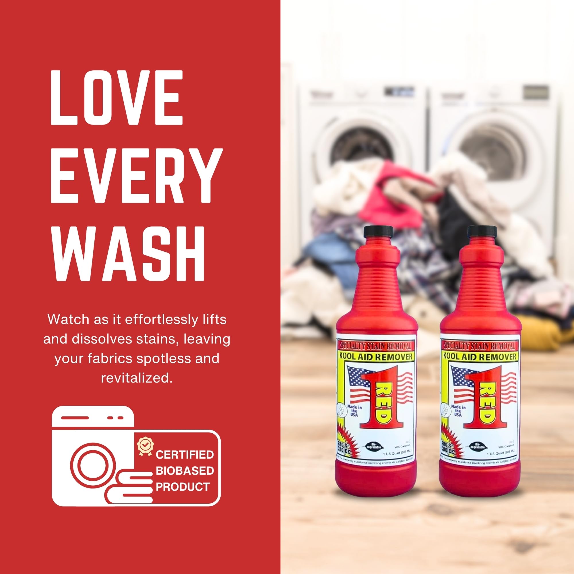 Pro's Choice Fabric Stain Remover Red 1 - Stain Remover on Synthetic Food Colors/Dyes - Carpet & Couch Stain Remover - Red Wine Stain Remover