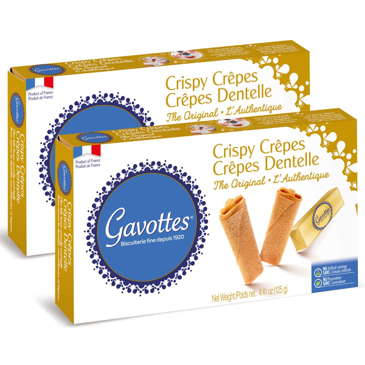Gavottes Gourmet French Lace Crispy Crepes 2 pack - Individually Wrapped | Ready-to-eat crispy Crepes | Crispy Crepes From France | The Original
