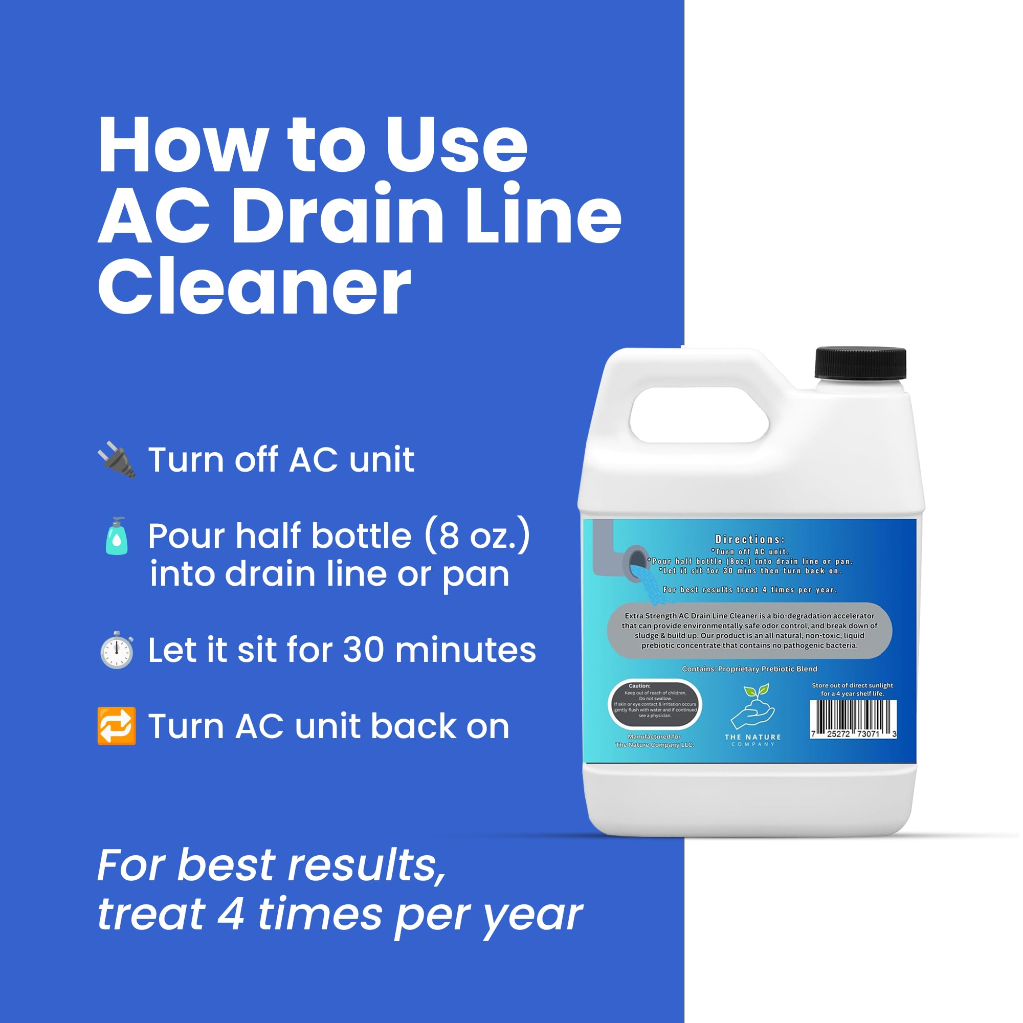 AC Drain Line Cleaner - Extra Strength | Clears Clogs & Buildup in HVAC A/C & Condensate Drain Lines | Safe & Effective AC Line Cleaner for Ice