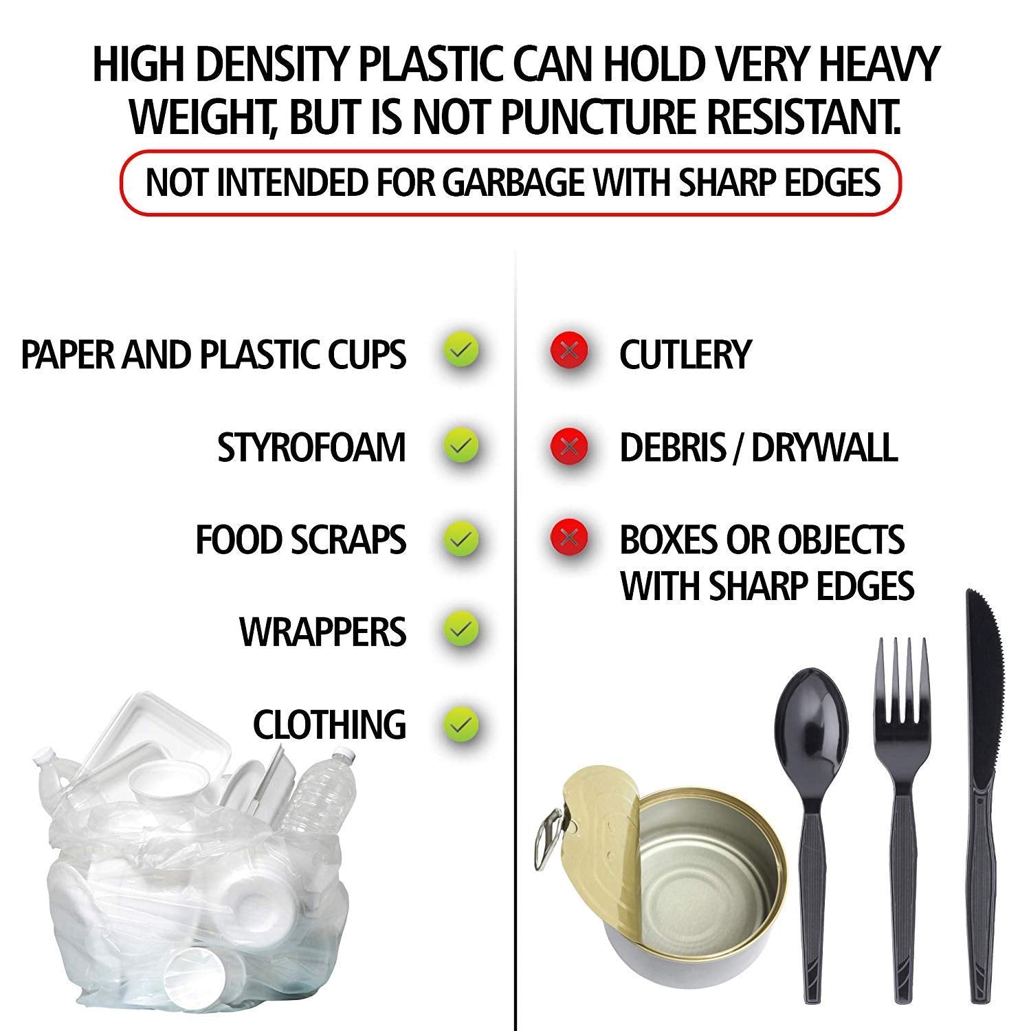 Aluf Plastics 10 Gallon Trash Bags - (COMMERCIAL 1000 PACK) - Source Reduction Series Value High Density 6 MICRON gauge - Intended for Home, Office