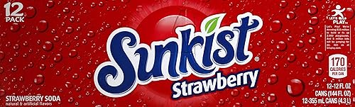 Sunkist Sunkist Strawberry Soda, 12 Fl oz (Pack of 12)