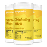 Amazon Basics Disinfecting Wipes, Lemon Scent, for Sanitizing, Cleaning & Deodorizing, 255 Count (3 Packs of 85), Packaging May Vary