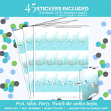 Amanda Creation Underwater Cute Sea Life Baby Sprinkle Baby Shower Mini Chocolate Candy Bar Sticker Wrappers, 45 1.4" x 2.6" Wrap Around Labels, Great