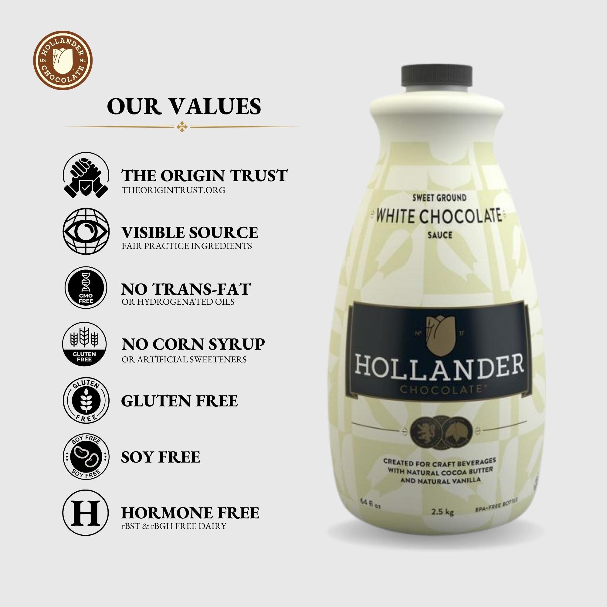 White Chocolate Café Sauce™ by Hollander Chocolate Co. | 64 FL Oz | Made with Real Cocoa Butter | NO Pump Included