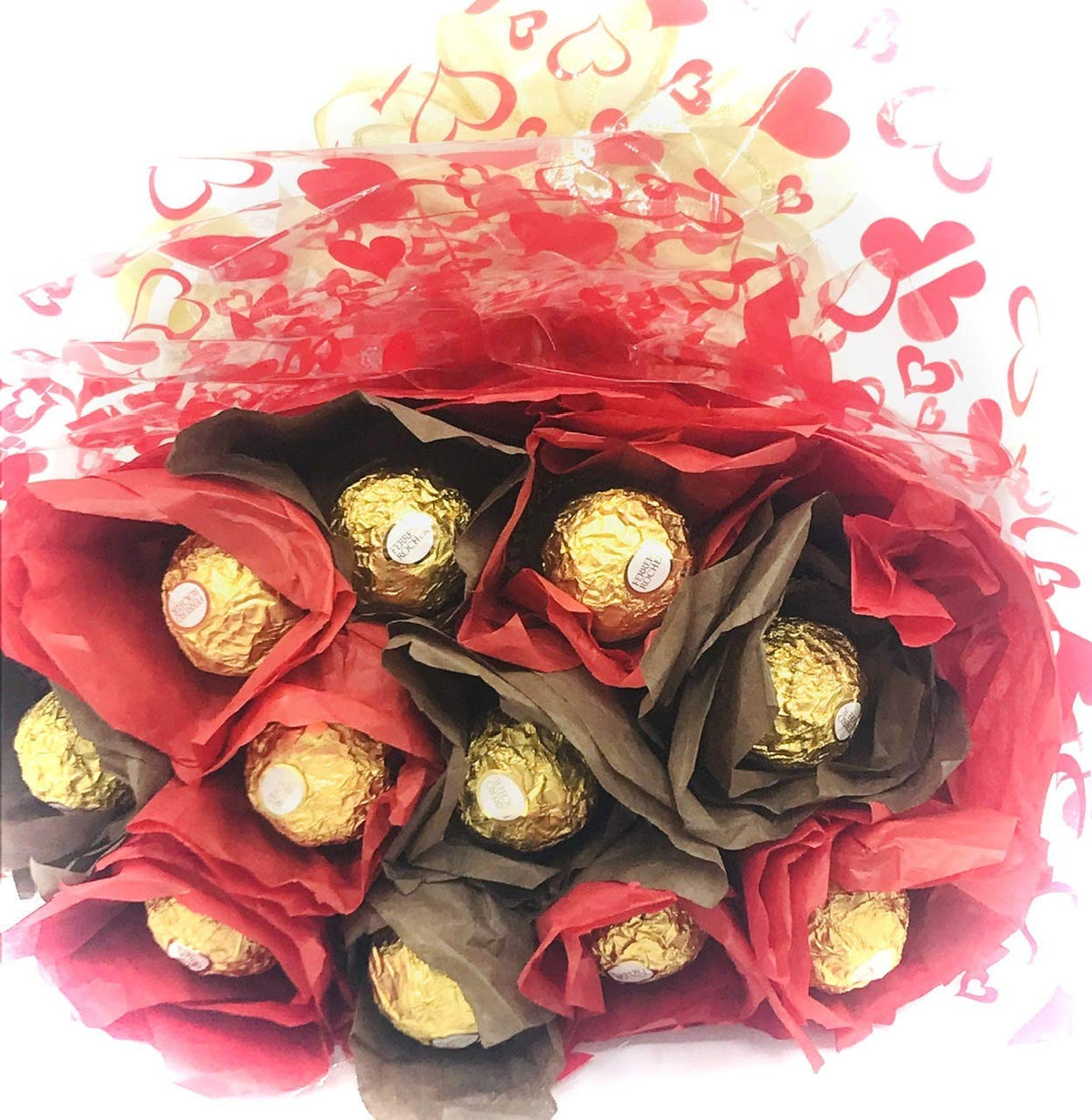 Gourmet Hazelnut Milk Chocolates, Candy Chocolate Gift Bouquet, 24 Count Edible Red Roses