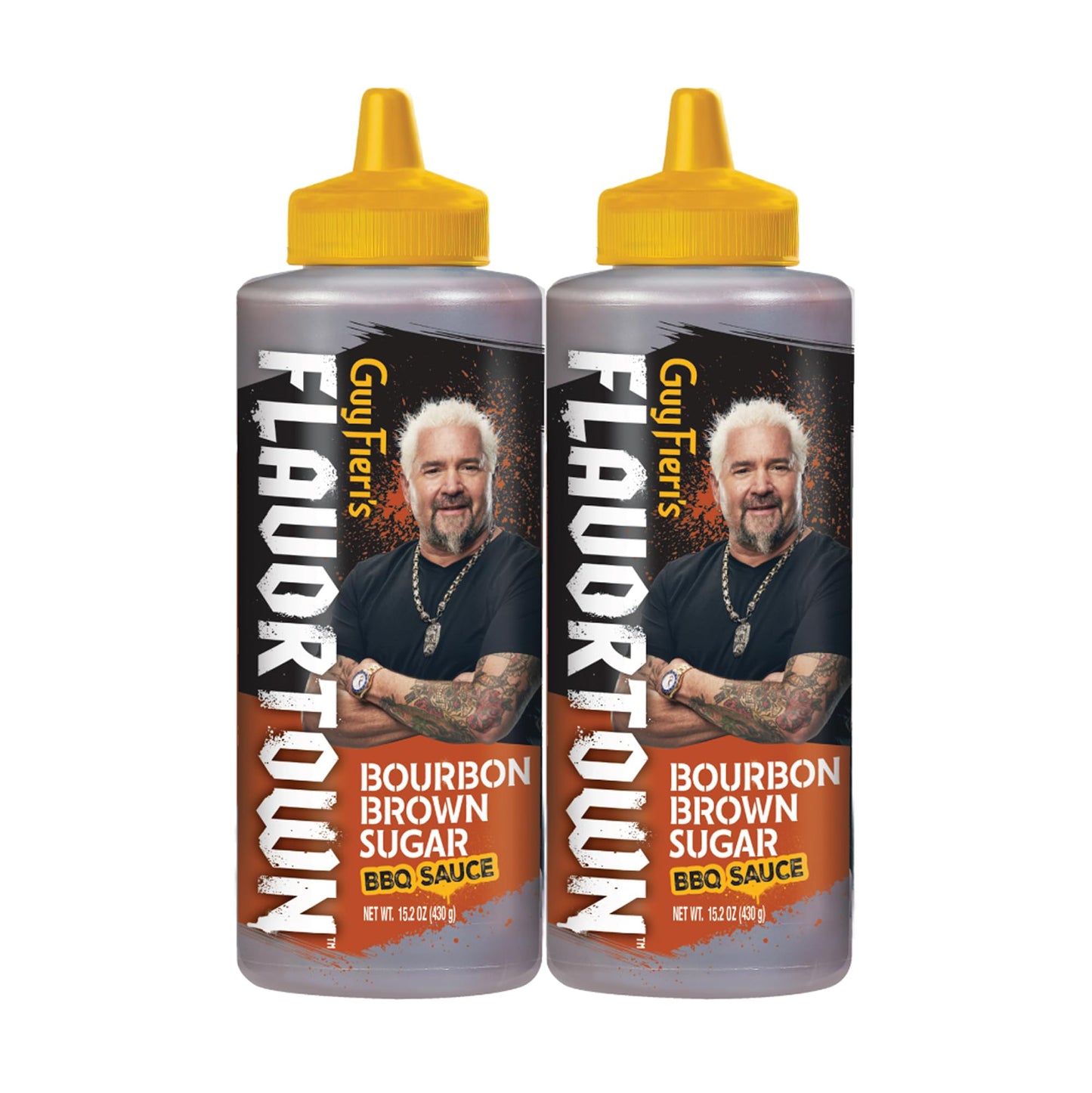 Guy Fieri's Flavortown Bourbon Brown Sugar BBQ Sauce - Sweet & Smoky Barbecue Sauce, Use for Chicken Wings, Ribs, Burgers, & More - 15.2 Ounce Bottle