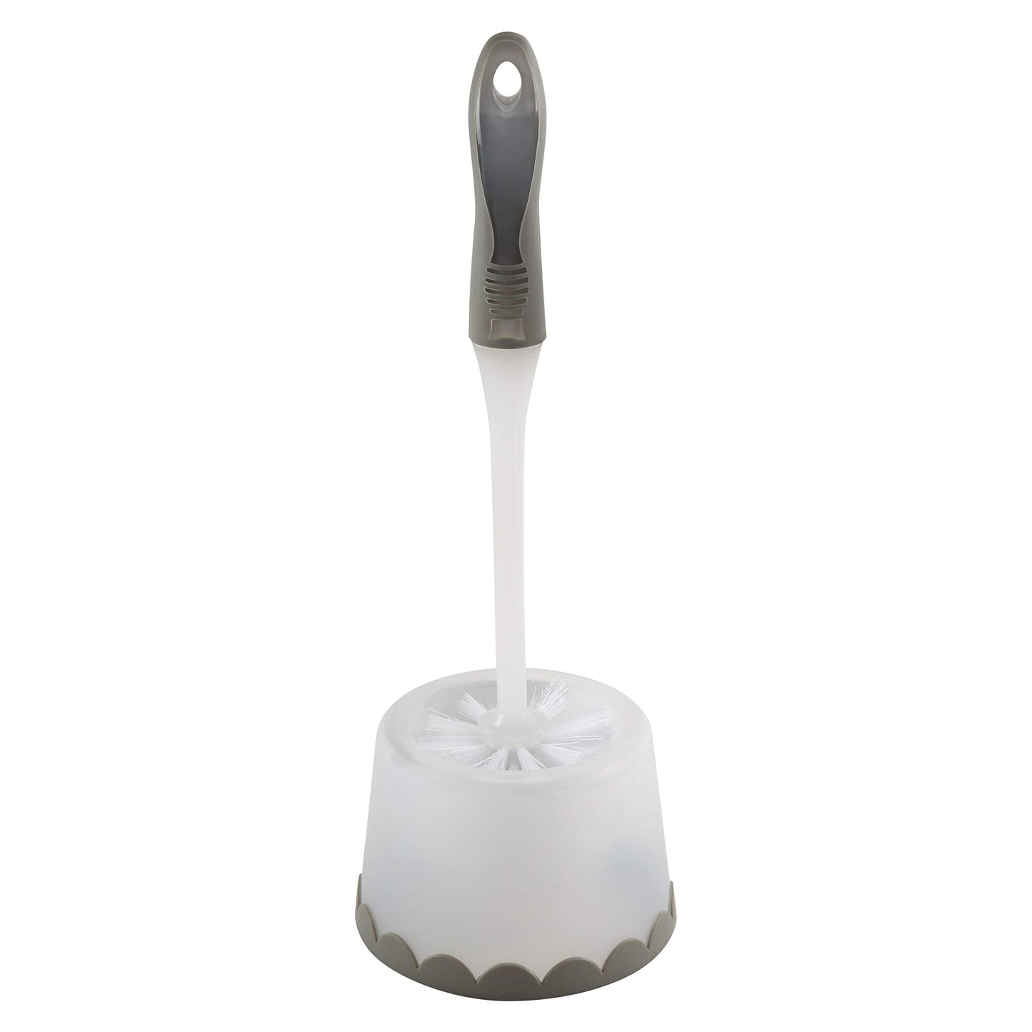 Bath Bliss Deluxe Toilet Bowl Brush and Stand | Dimensions: 5.37” Rd x 15” | 360 Brush Head | Bathroom Cleaning | Contemporary Design | Open Holder |