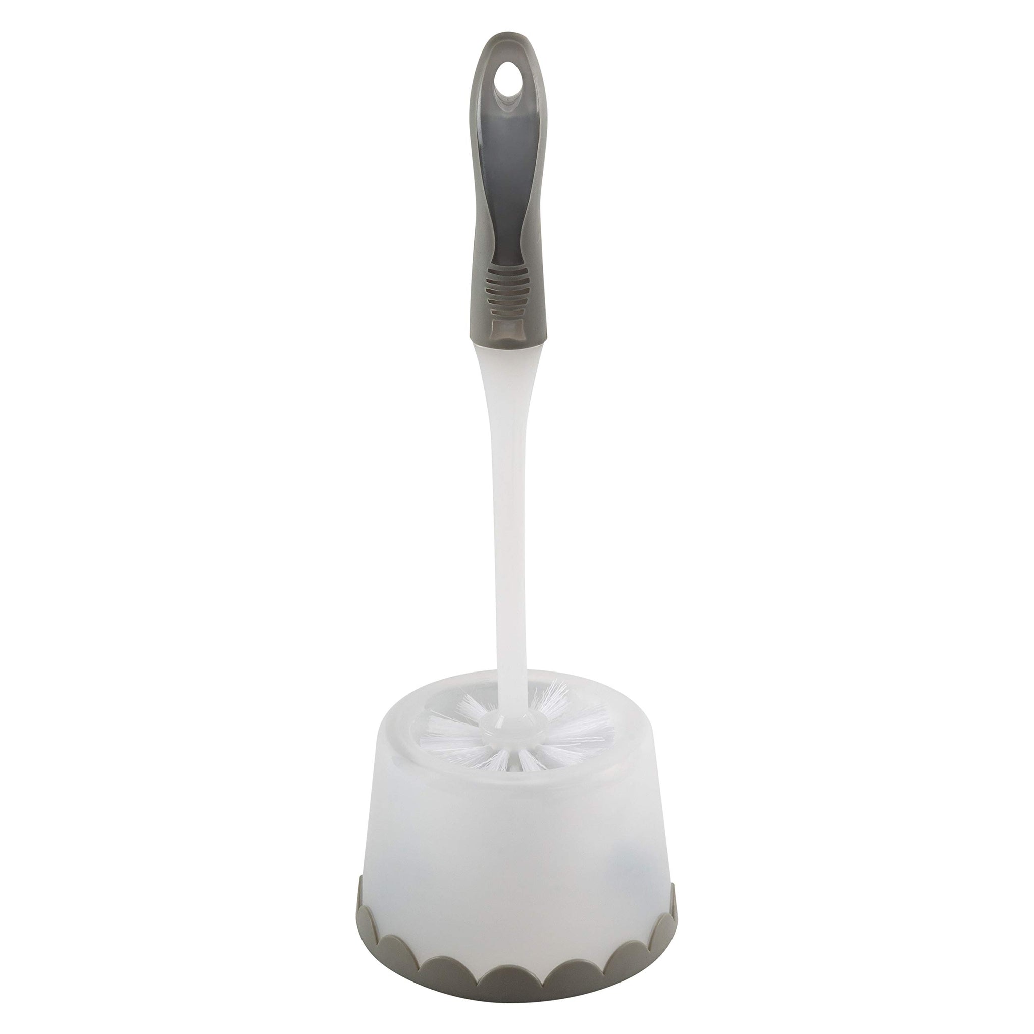 Bath Bliss Deluxe Toilet Bowl Brush and Stand | Dimensions: 5.37” Rd x 15” | 360 Brush Head | Bathroom Cleaning | Contemporary Design | Open Holder |
