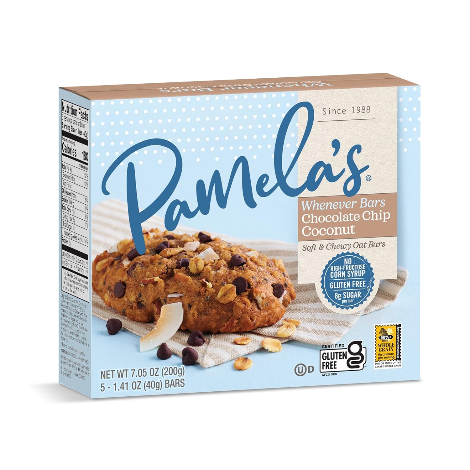 Pamela's Products Whenever Bars Gluten Free Oat Chocolate Chip Coconut - 5 Bars - 2 pc