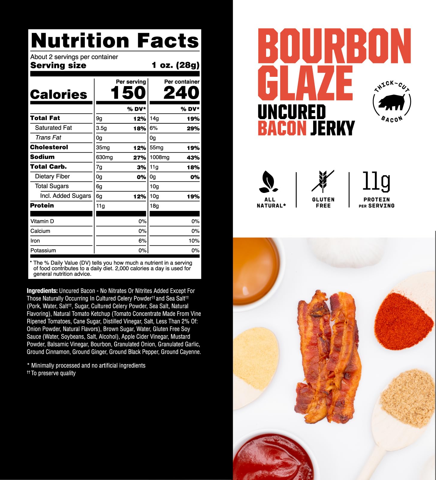 SAVAGE Bacon Jerky and Beef Jerky Variety - Salt & Pepper Patriot, Teriyaki, BBQ Bandit, Original, Bourbon Glaze, Sgt. Pepper (Pack of 6) - Gluten