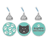 Andaz Press Birthday Chocolate Drop Labels Trio, Fits Kisses Party Favors, Cat Happy Birthday, 216-Pack