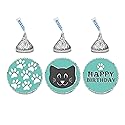 Andaz Press Birthday Chocolate Drop Labels Trio, Fits Kisses Party Favors, Cat Happy Birthday, 216-Pack