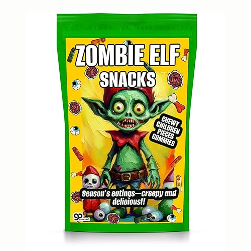 Zombie Elf Snacks Gummy Candy for Christmas Horror Lovers Gift Unique Teen Stocking Stuffers Fun Holiday Gift Basket Ideas Fake Body Parts Eyeballs