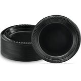 Bluesky Cuisine Round Black Disposable Plates - 6" (Pack of 100) Durable & Microwave Safe Black Dessert Plates, Perfect Disposable Plastic Plates