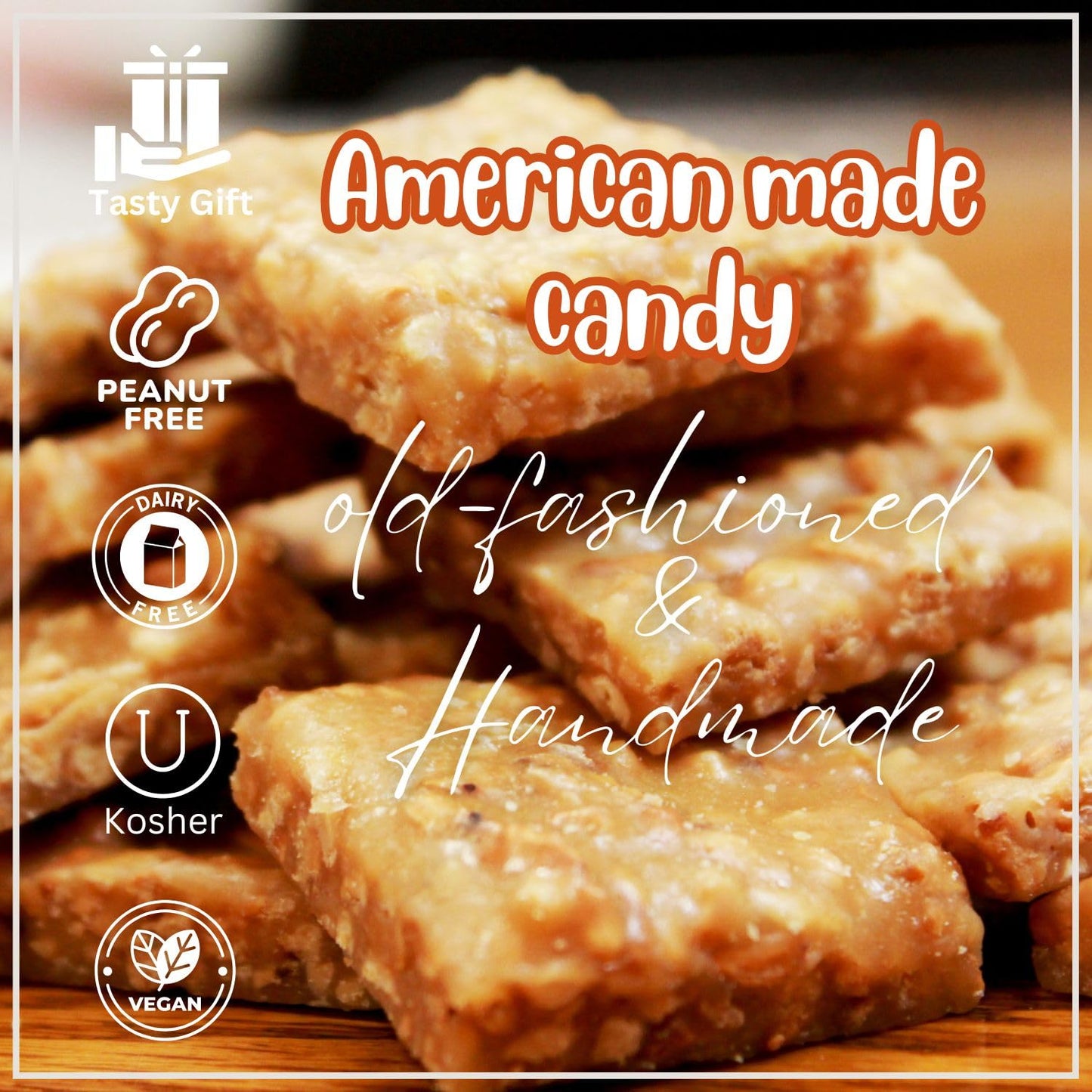 Gourmet Macadamia Brittle Gift Box - by Its Delish | Handmade Old-Fashioned Style | Beautiful & Delicious Square Cut Pieces 16 Oz Macadamia Brittle |