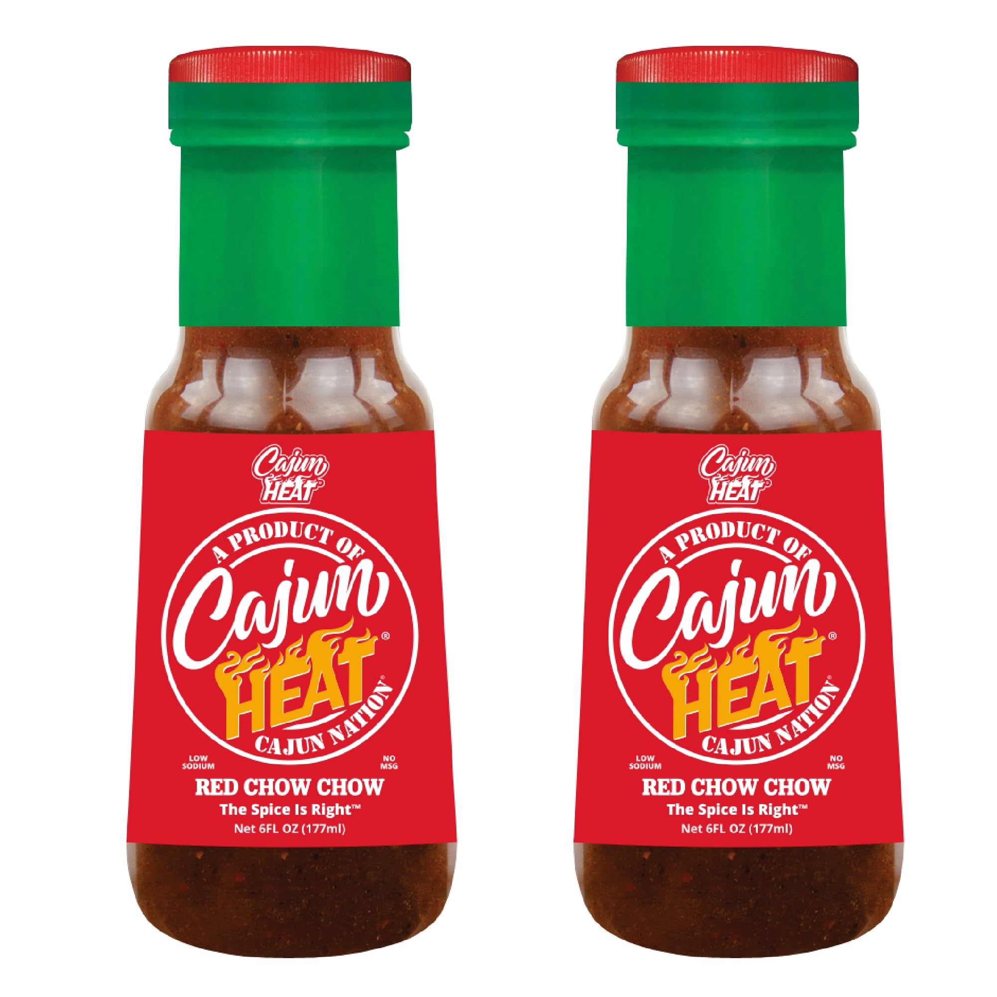 Cajun Nation CAJUN HEAT Red Chow Chow Relish 6oz - Crushed Red Pepper & Onion Spicy Relish, No MSG, Low Sodium- Sweet Hot Pepper Flavor from