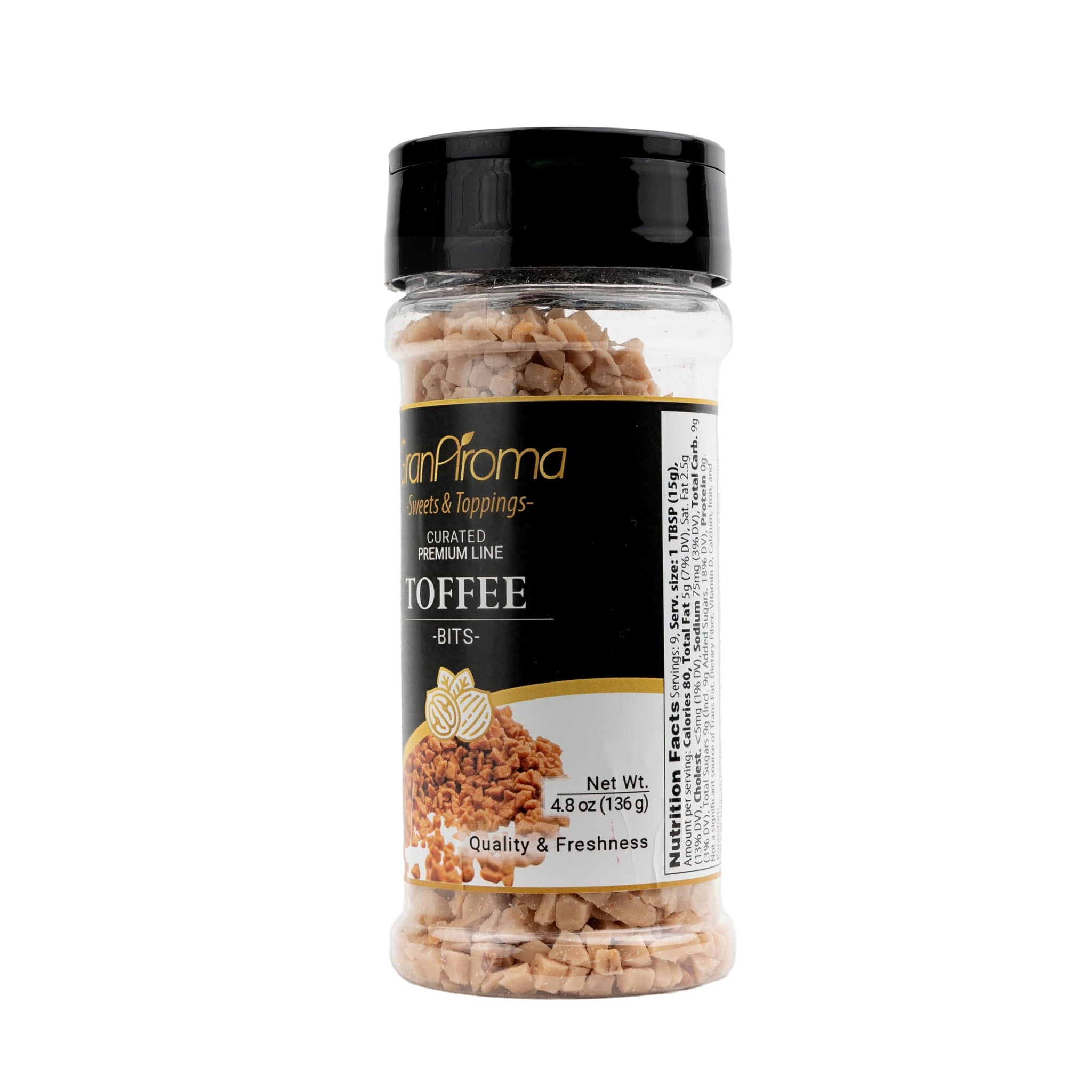 GranAroma Toffee Bits, Rich, Buttery, and Sweet - Perfect for Baking, Toppings, and Snacks (4.8 Ounce)