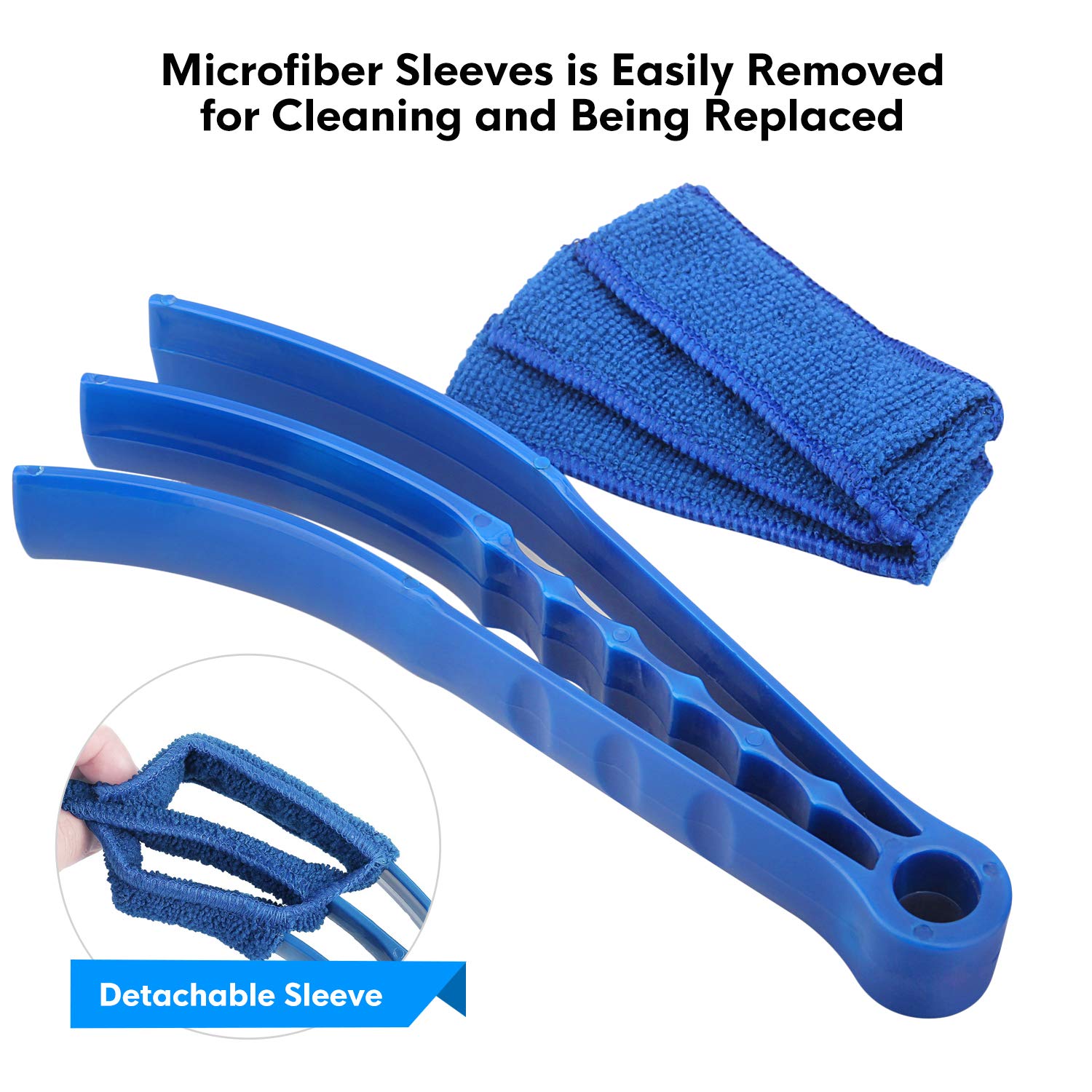RUIMAICAN Window Blind Cleaner Duster Brush Kit 2 Pack Brush with 6 Microfiber Sleeves - Blind Cleaner Tools for Window Blinds Air Conditioner