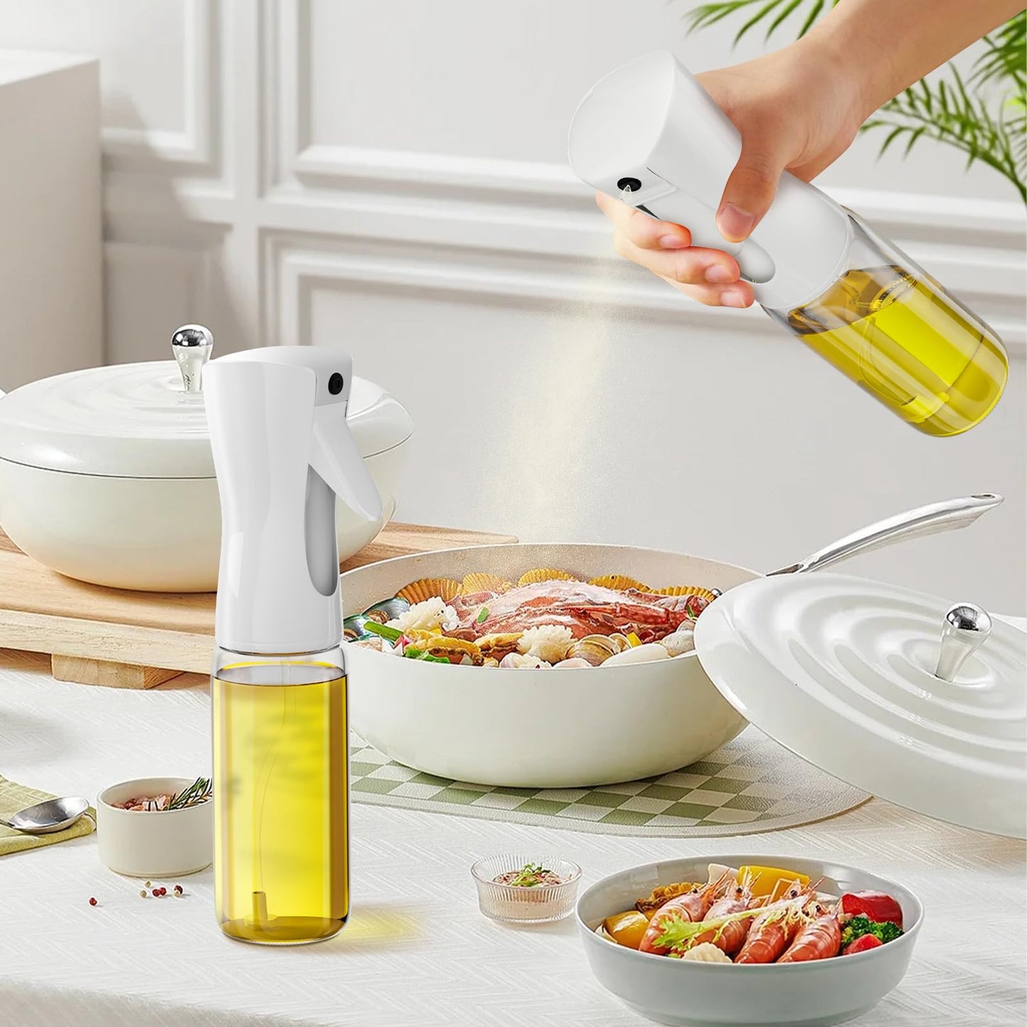 MISSOLO Oil Sprayer for Cooking, 200ml Olive Oil Sprayer? oil mister For air fryer, cooking, baking, salad, frying, BBQ
