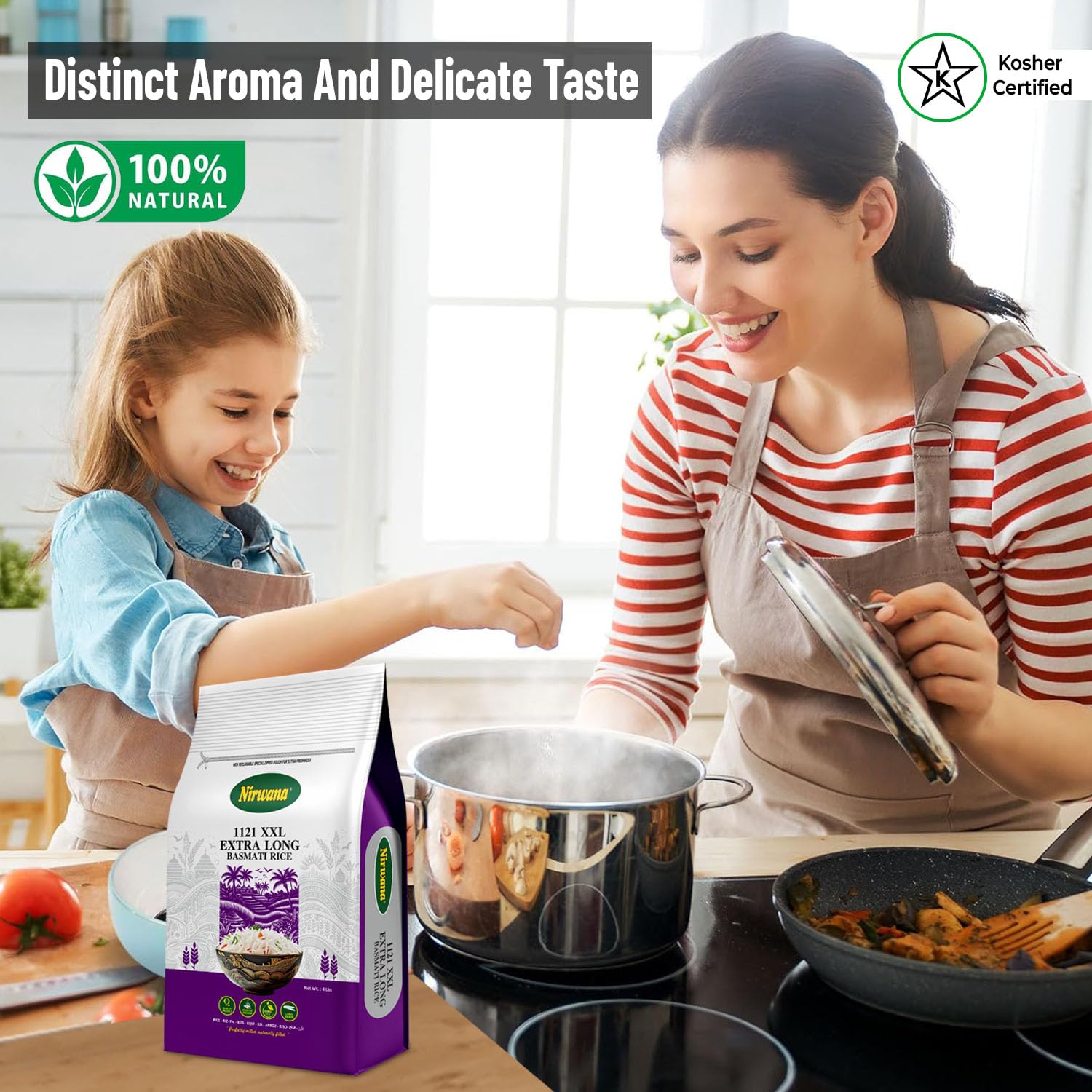 Premium Basmati Rice - Aromatic Long-Grain White, Perfect for Pilaf & More - Ideal for Rice Cooker, Microwave, & Instant Rice Meals (4lb)