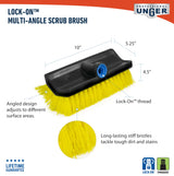 Unger Professional HydroPower Lock-On 10” Bi-Level Scrub Brush, Cleaning Supplies, Scrubber Tool, Compatible with Waterflow Poles, Use in Garage