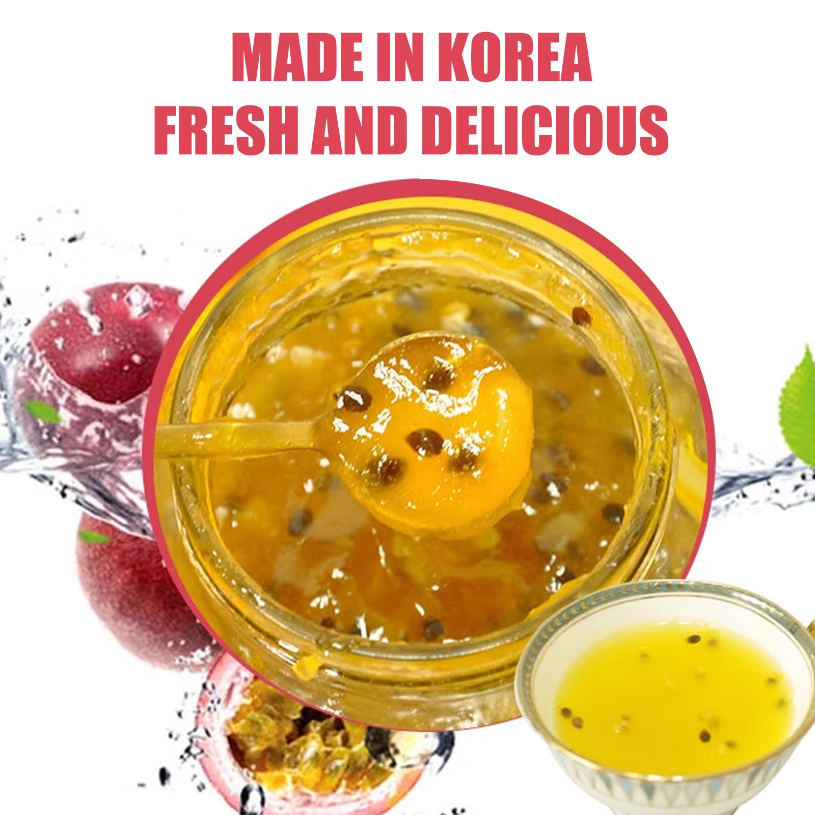 Apexy Authentic Korean Honey Passion Fruit Tea, Passionfruit Puree , Just Add Hot Water, Gourment Blend for Smoothies, Cocktails Desserts and Spread