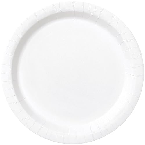 White Solid Round Dessert Paper Plates - 7" (20 Pcs) - Vibrant Party Plates for Appetizing Treats - Perfect for Birthdays & Events