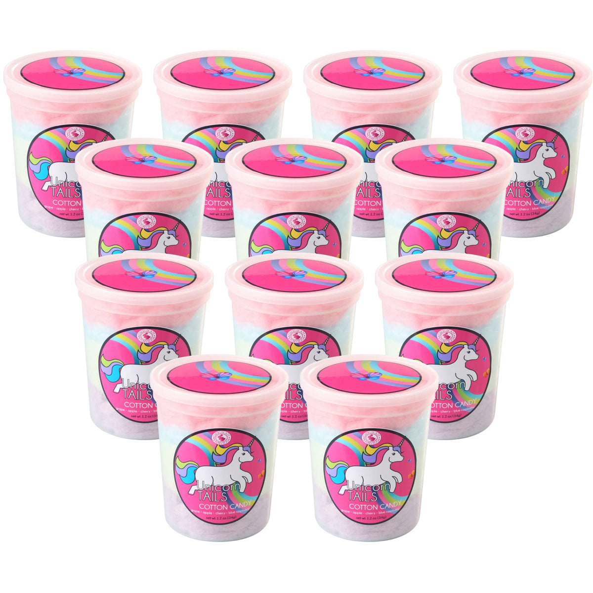 Unicorn Tails Gourmet Flavored Cotton Candy (12 Pack) - Unique Idea for Holidays, Birthdays, Gag Gifts, Party Favors…