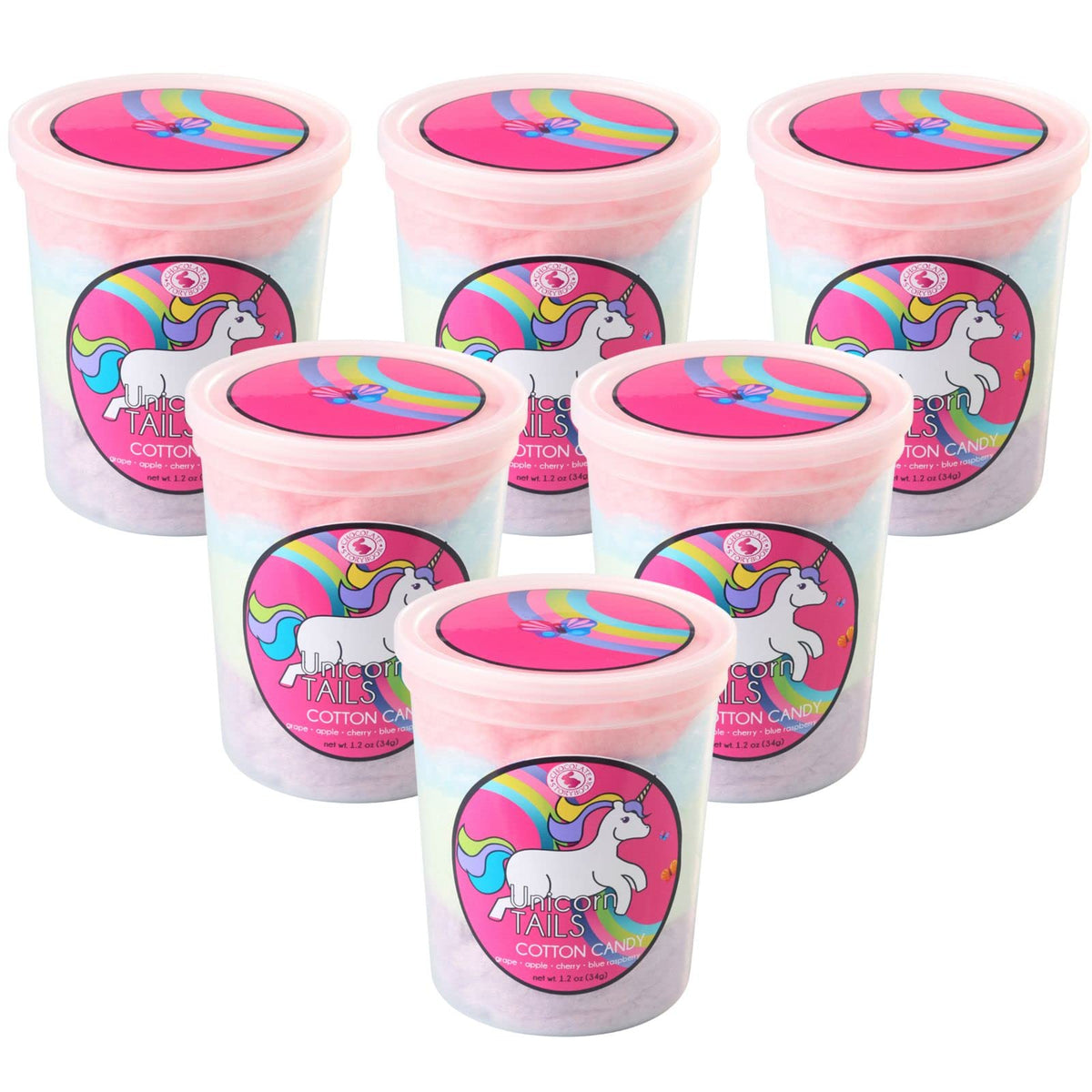Unicorn Tails Gourmet Flavored Cotton Candy (6 Pack) - Unique Idea for Holidays, Birthdays, Gag Gifts, Party Favors…