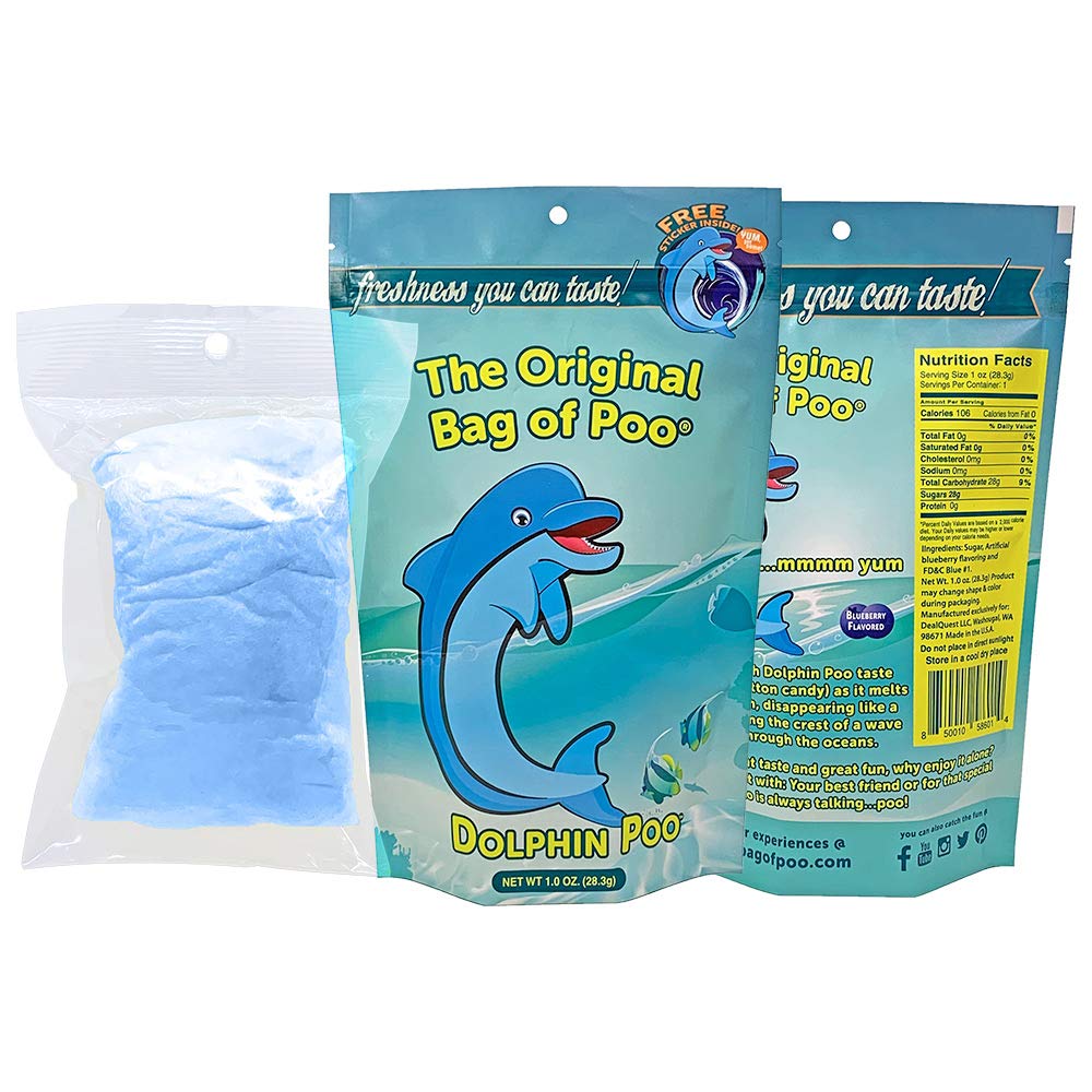The Original Bag of Poo®, Novelty Poop Cotton Candy Gag Gift (Aquarium Variety Pack) Assorted flavors. Free stickers inside.