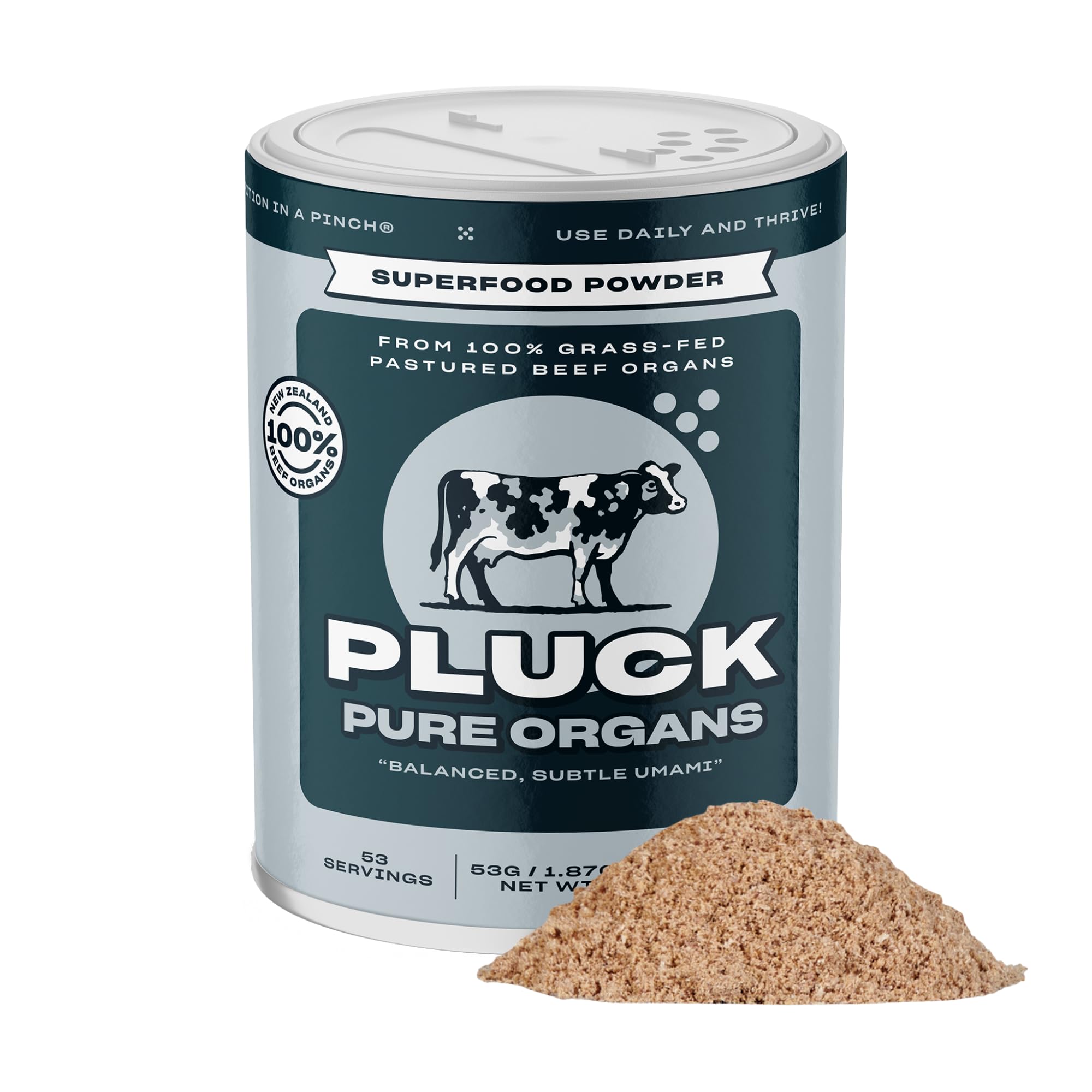 Pluck Pure Beef Organs Powder | 100% Liver, Kidney, Spleen, Heart, & Pancreas from 100% Grass Fed & Grass Finished Pastured Beef | As Seen on ABC’s