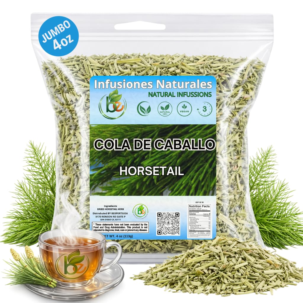 Cola de Caballo Herbal Tea - 4 oz (113 g) - 100% Natural Horsetail Loose Leaf Tea (Shave Grass) - Traditional Mexican Remedy - Caffeine-Free, Vegan