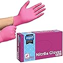 Inspire Pink Gloves Disposable Latex Free | Nitrile Pink Glove Nail Salon and Hair Dye | Esthetician Nitrile Disposable | Nitrile gloves Medium