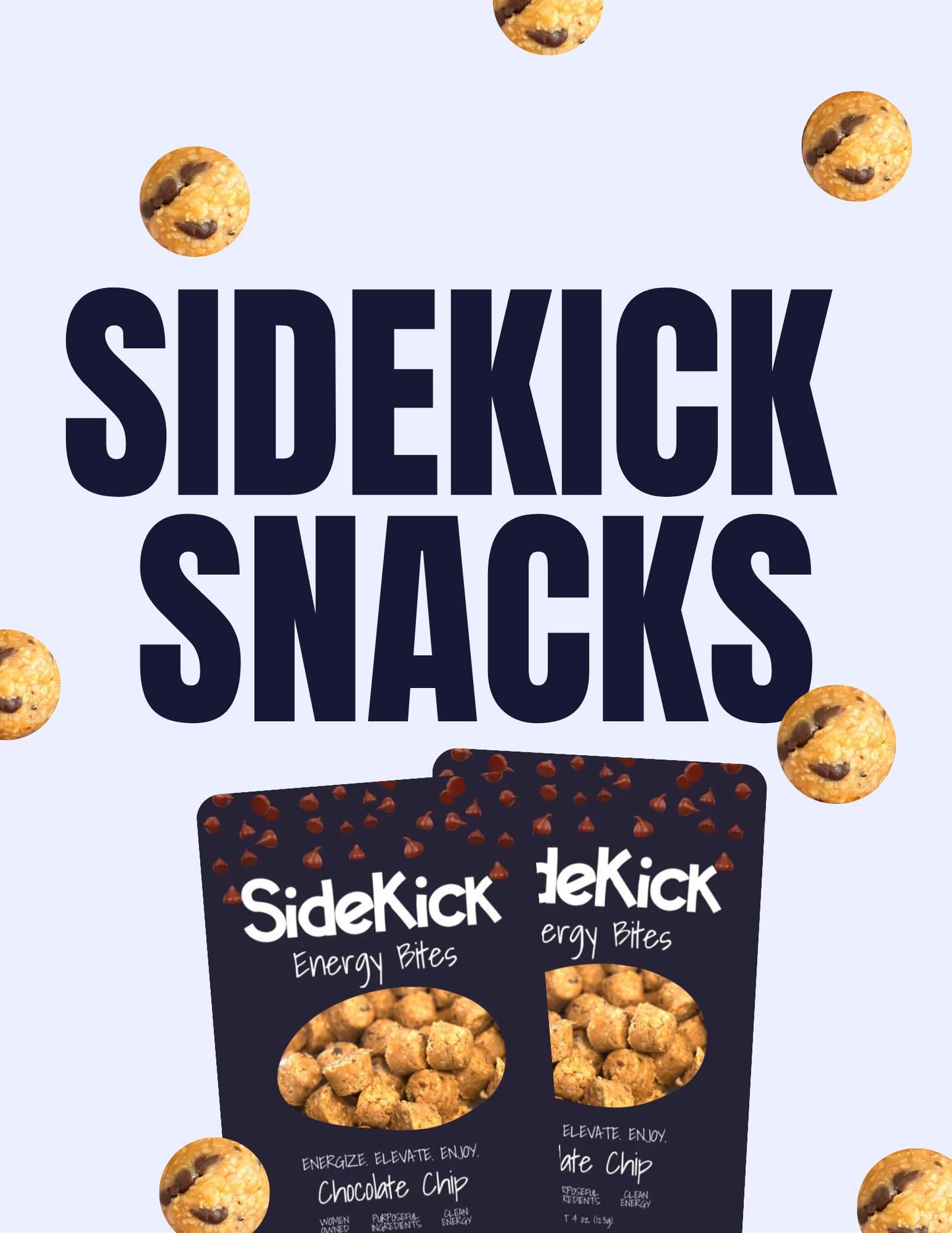 Sidekick Snacks Granola Bites | Chocolate Chip Peanut Butter, No Preservatives, Real Ingredients, Healthy Snack, 10 bites per bag, 3 pk